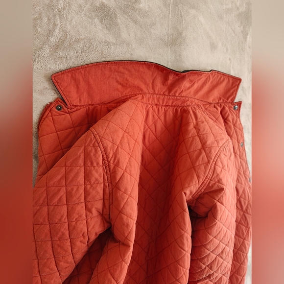 LL Bean Quilted Barn Jacket Thermal Orange Courdoroy Collar Size Medium - Picture 9 of 10